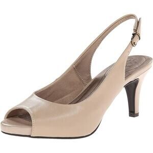 LifeStride Women's Teller Slingback Peep Toe Pumps, Tender Taupe Size 8M